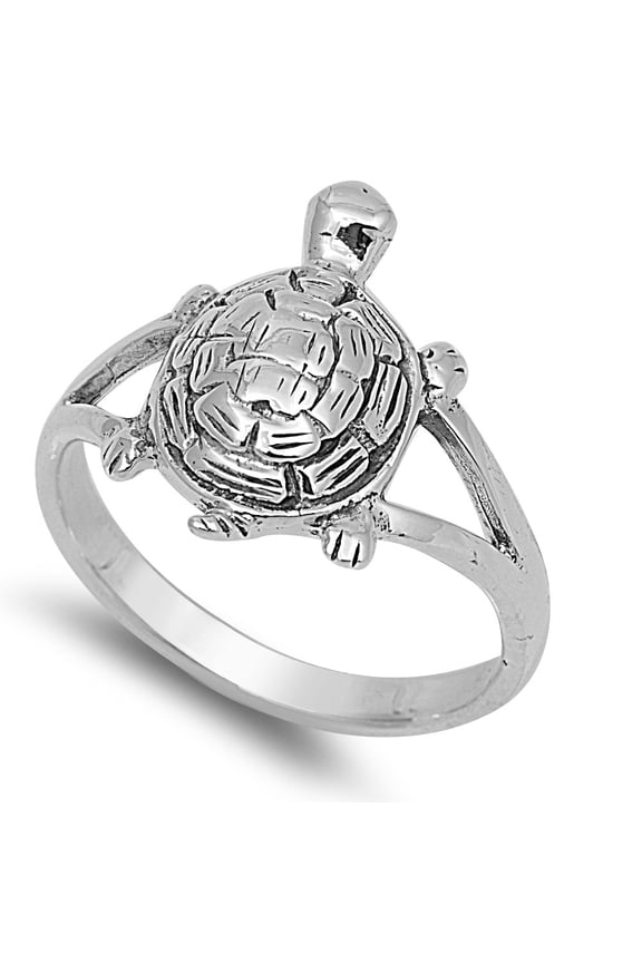 925 Sterling Silver Pacific Turtle Ring Size 9