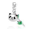 thumbnail image 1 of 925 Sterling Silver Panda & Bamboo Dangle Charm For Bracelets & Bangle Pendant Jewelry, 1 of 5