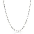 thumbnail image 1 of 925 Sterling Silver Paper Clip 3mm Rhodium Plated High Polish Solid Cable Link Mens Womens Necklace, Bracelet, & Anklet Chain, Giorgio Bergamo 22, 1 of 7