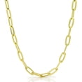 thumbnail image 1 of 925 Sterling Silver Paper Clip 5.5mm Yellow Gold Plated High Polish Solid Cable Link Mens Womens Necklace, Bracelet, & Anklet Chain, Giorgio Bergamo 24, 1 of 7