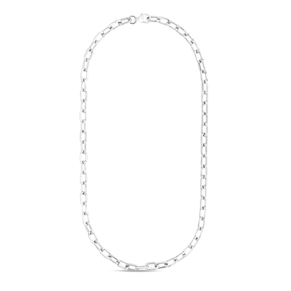 925 Sterling Silver Paperclip Chain Necklace With Lobster Clasp 18 Inch Chain Necklace for Women and Men