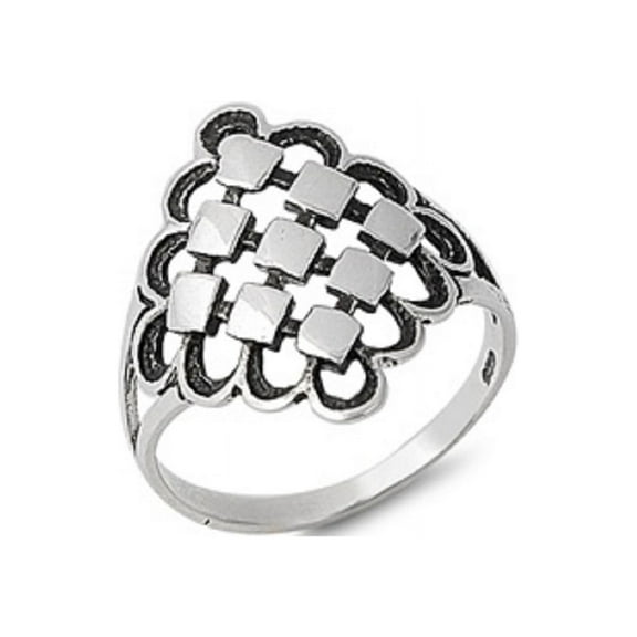 925 Sterling Silver Paragon Shape Construct Ring Size 10