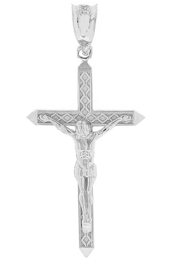 .925 Sterling Silver Passion Cross Crucifix Pendant Necklace 1.23" ( 31 mm ) (Pendant Only)