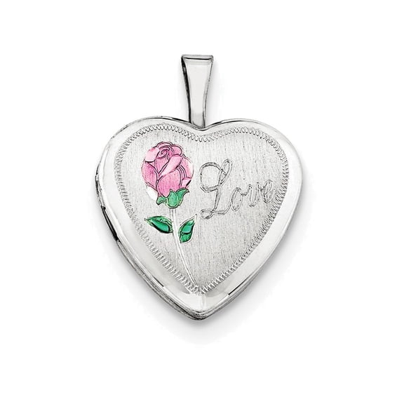 FJC Finejewelers Sterling Silver 16mm Enameled and D/c Love Heart Locket Necklace