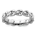 thumbnail image 1 of 925 Sterling Silver Patterned Polished Love Heart Stackable Ring Size 8 Stackable Ring for Women, 1 of 2