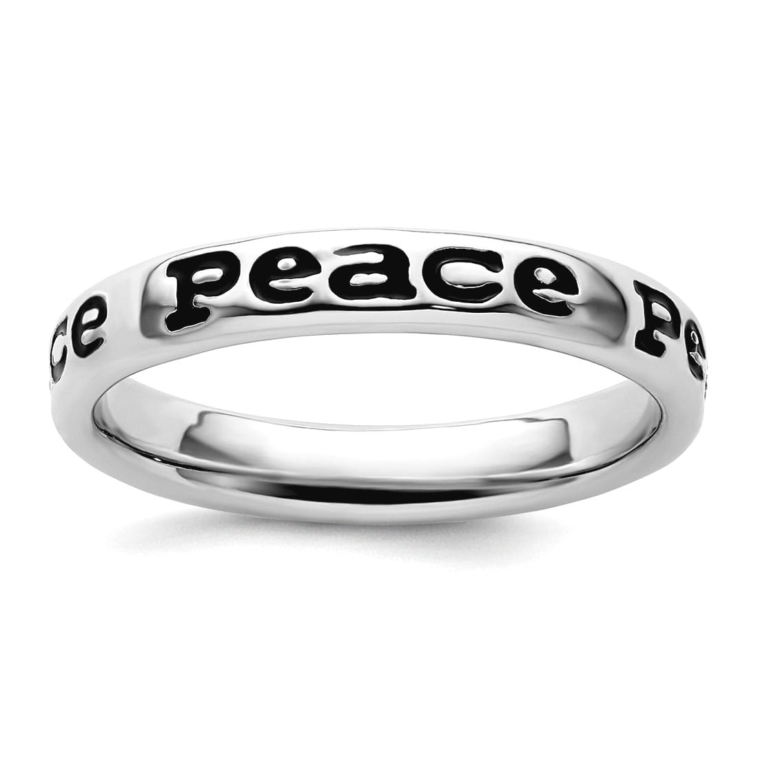 925 Sterling Silver Patterned Stackable Polished Enameled Peace Ring Size 8 Stackable Ring for Women