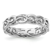 JEWELRYWEB 925 Sterling Silver Patterned Stackable Expressions Polished Ring Size 5 Jewelry for Women
