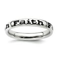 thumbnail image 1 of 925 Sterling Silver Patterned Stackable Polished Enameled Faith Ring Size 9 Stackable Ring for Women, 1 of 2