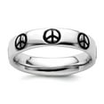 thumbnail image 1 of 925 Sterling Silver Patterned Stackable Polished Enameled Peace Sign Ring Size 6 Stackable Ring for Women, 1 of 2