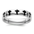 thumbnail image 1 of 925 Sterling Silver Patterned Stackable Polished Enameled Religious Faith Cross Ring Size 5 Stackable Ring for Women, 1 of 2