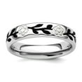 thumbnail image 1 of 925 Sterling Silver Patterned White Enamel Stackable Polished Enameled Flower Ring Size 9 Stackable Ring for Women, 1 of 2