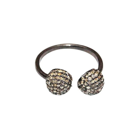 925 Sterling Silver Pave Diamond Statement Ring, Unique Adjustable Eternity Band,