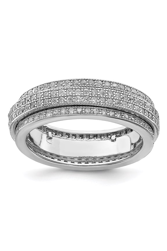 925 Sterling Silver Pave Eternity Motion Ring Fine Jewelry For Women Gifts For Her, Size 8