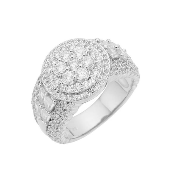 925 Sterling Silver Pave Gold Rings for Men CZ Simulated Cluster Diamond Ring Engagement Anniversary Cocktail Ring Size 8-11