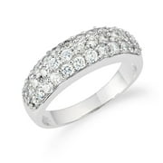 925 Sterling Silver Pave Set CZ Wedding Engagement Ring