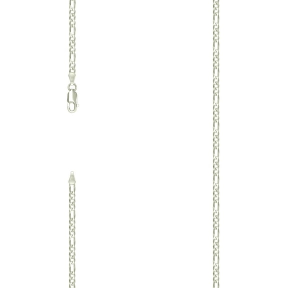 925 Sterling Silver Pave Super Flat Figaro Chain Silver 2.6mm Anklet 9 Inch Anklet for Women and Men