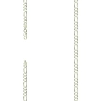 925 Sterling Silver Pave Super Flat Figaro Chain Silver 4.5mm Necklace 16 Inch Chain Necklace for Women and Men