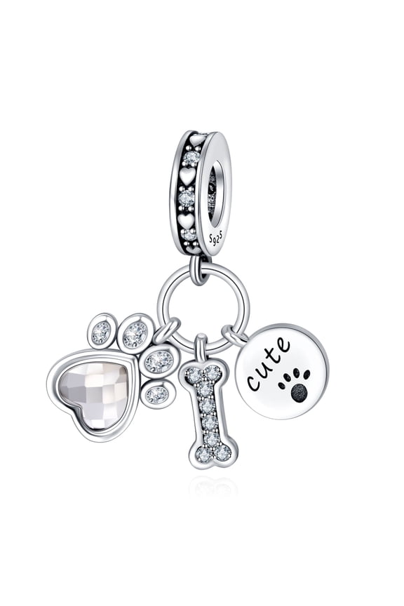 925 Sterling Silver Claw-Marked Bone Circular Character Plaque Dangle Charm