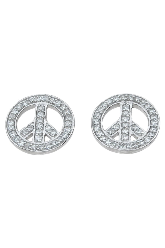 925 Sterling Silver Peace Sign Stud Earings Makes Unique Women Birthday Gift, Peace Sign Sterling Silver Earrings