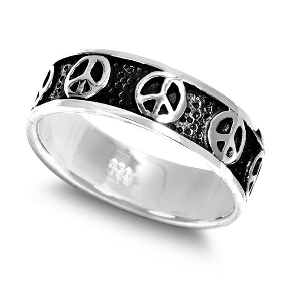 925 Sterling Silver Peace be with You Ring Size 9