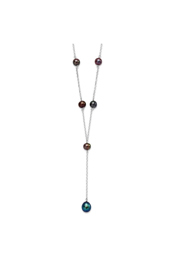 925 Sterling Silver Peacock Freshwater Cultured Pearl Necklace 16 Inch Lobster Claw 6mm Wide Pendant Necklace for Women