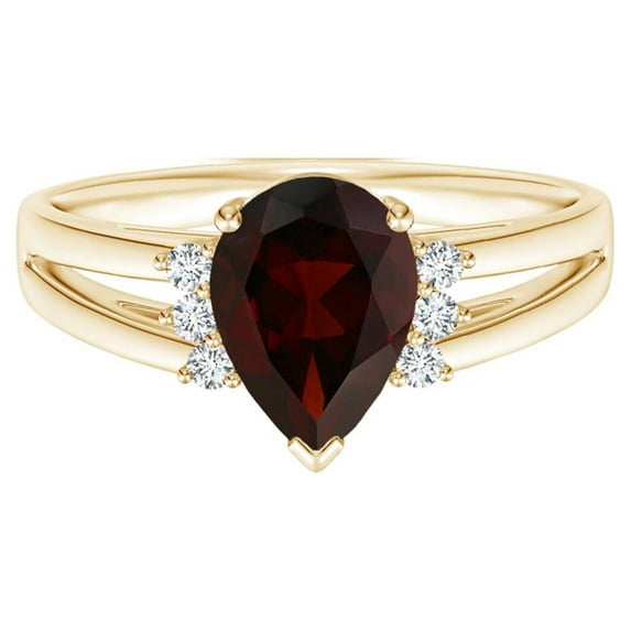 925 Sterling Silver Pear 1.50 Ctw Garnet Solitaire Accents Women Wedding Ring