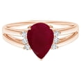 thumbnail image 1 of 925 Sterling Silver Pear 1.50 Ctw Ruby Solitaire Accents Women Wedding Ring, 1 of 4