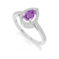 thumbnail image 1 of 925 Sterling Silver Pear 1 Ctw Amethyst Gemstone Halo Women Engagement Ring, Wedding, Anniversary Bridal Rings, Gift For Her_5.5, 1 of 5