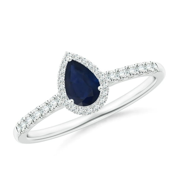 925 Sterling Silver Pear 2 Ctw Blue Sapphire Solitaire Accents Women Engagement Ring Jewelry