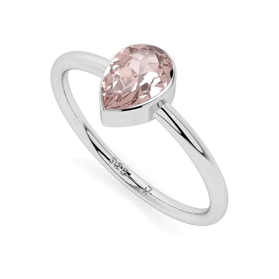 925 Sterling Silver Pear 7x5mm Rose Quartz Gemstone Solitaire Women Engagement Ring, Wedding, Anniversary Bridal Rings, Gift For Her_10.5