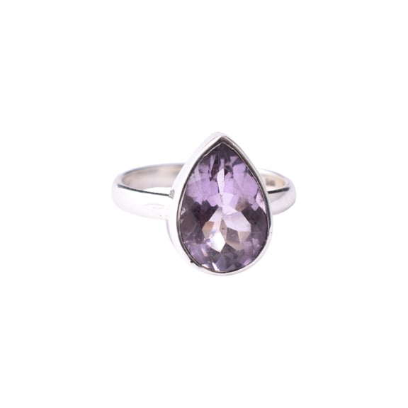 925 Sterling Silver Pear Amethyst Handmade Unisex Ring Her Gift RS-1487