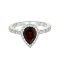 thumbnail image 1 of 925 Sterling Silver Pear Cut 9X7 MM Red Garnet Solitaire Accents January Birthstone Ring Women's Engagement Ring, 1 of 5