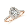 thumbnail image 1 of 925 Sterling Silver Pear Shaped Diamond Halo Ring, Moissanite Engagement Ring in Rose Gold Plated| Teardrop April Birthstone Wedding Ring, Birthday, Anniversary Jewelry, Ring Size 6, 1 of 4