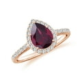 thumbnail image 1 of 925 Sterling Silver Pear Shaped Rhodolite Halo Ring, Moissanite Engagement Ring in Rose Gold Plated| Teardrop June Birthstone Wedding Ring, Birthday, Anniversary Jewelry, Ring Size 8, 1 of 4