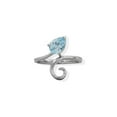 thumbnail image 1 of 925 Sterling Silver Pear Sky Blue-Topaz and Swirl Ring Rhodium Plated 6mm X 8mm Stone Band 2.4m Ring for Women and Men, 1 of 2