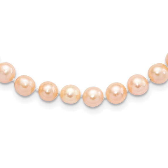 925 Sterling Silver Pearl Chain Necklace Rhod-plated 6-7 mm Pink FWC 16 inch 6 to 7