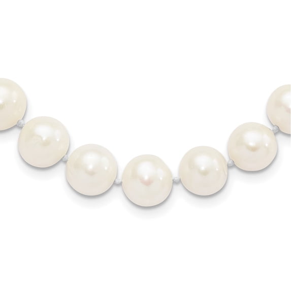 925 Sterling Silver Pearl Chain Necklace Rhodium-plated 10-11 mm White FW Cultured 20 inch