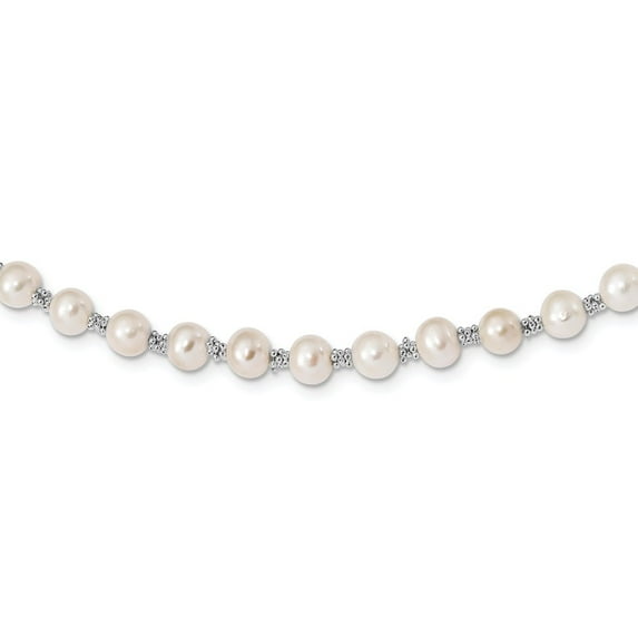 925 Sterling Silver Pearl Necklace Chain White FW Cultured 18 inch 7 mm