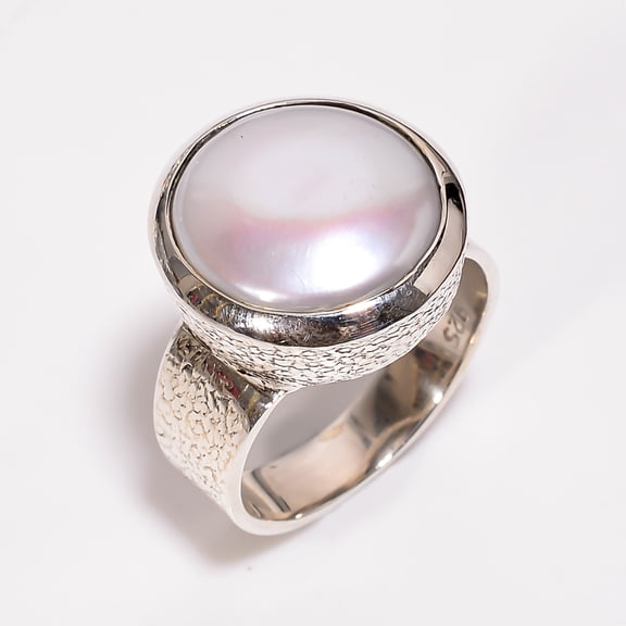 925 Sterling Silver Pearl Ring for Women and Men, Silver Ring Handmade Jewelry Gift