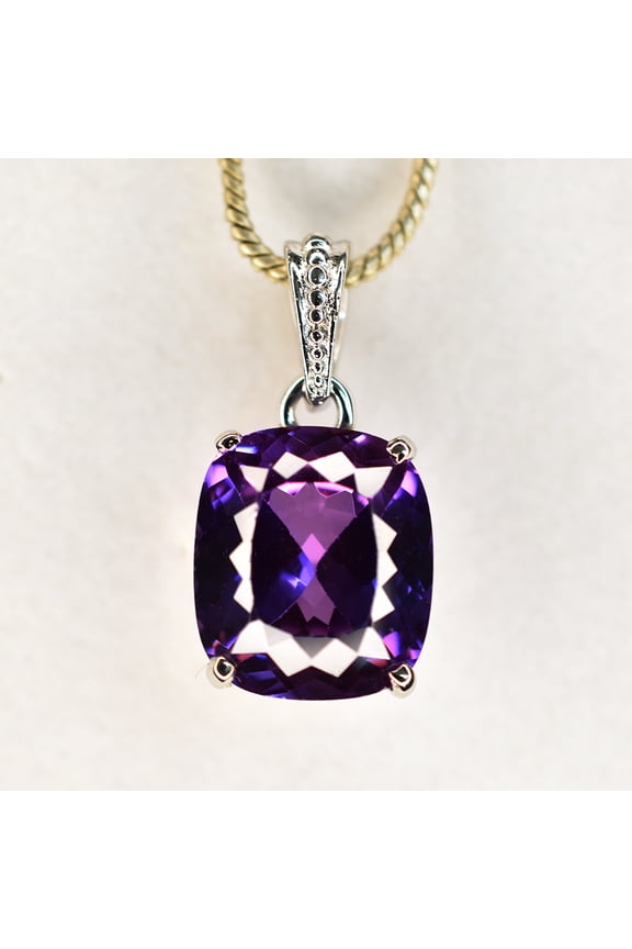 925 Sterling Silver Pendant 25CT Natural Certified Cushion Color Change Sapphire