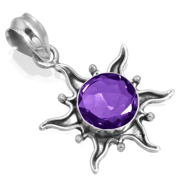 925 Sterling Silver Pendant Amethyst Quartz Handmade Jewelry