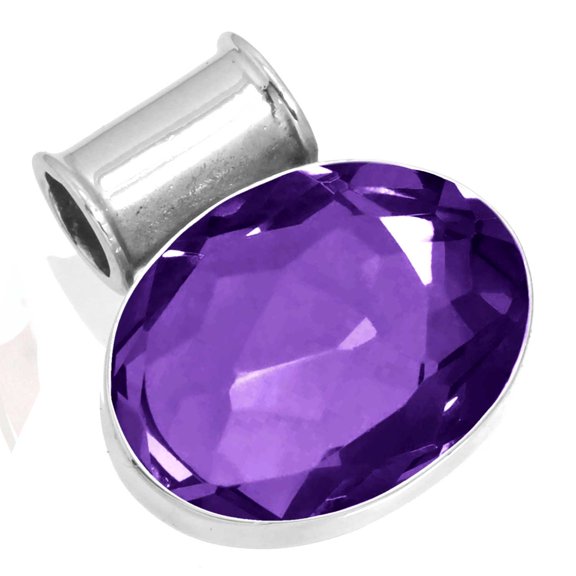 925 Sterling Silver Pendant Amethyst Quartz Handmade Jewelry