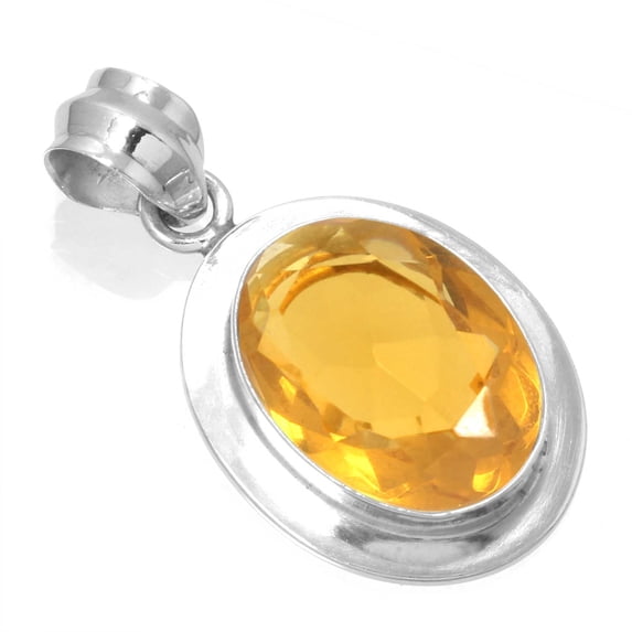 925 Sterling Silver Pendant Citrine Quartz Handmade Jewelry