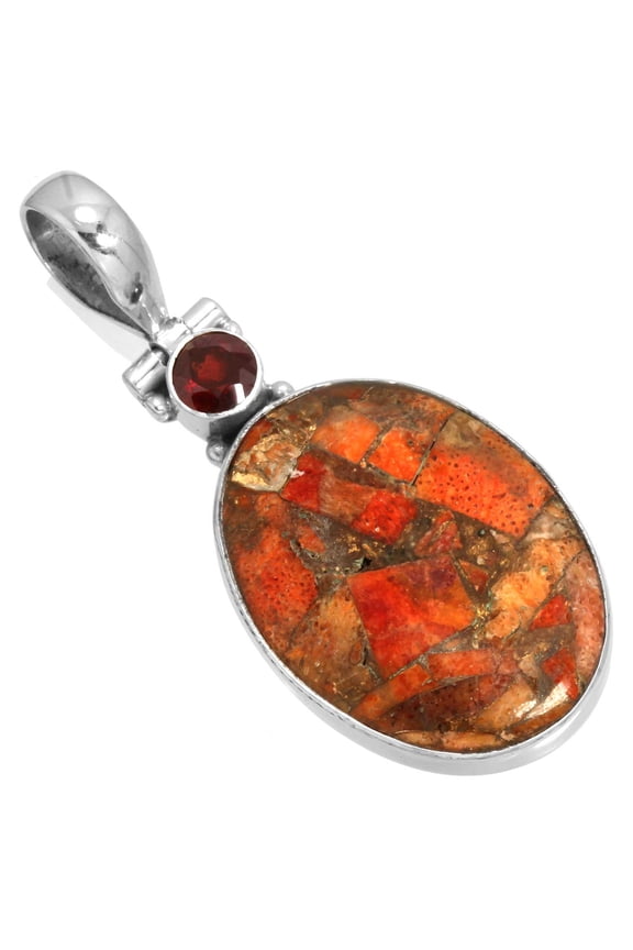 925 Sterling Silver Pendant Copper Sponge Coral Women Jewelry