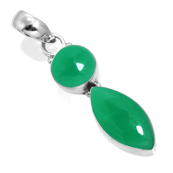 Natural Green Onyx Women Jewelry 925 Sterling Silver Pendant