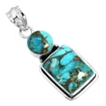 thumbnail image 1 of 925 Sterling Silver Pendant Copper Blue Turquoise Handmade Jewelry, 1 of 4