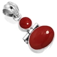 thumbnail image 1 of 925 Sterling Silver Pendant Red Stone Handmade Jewelry, 1 of 3
