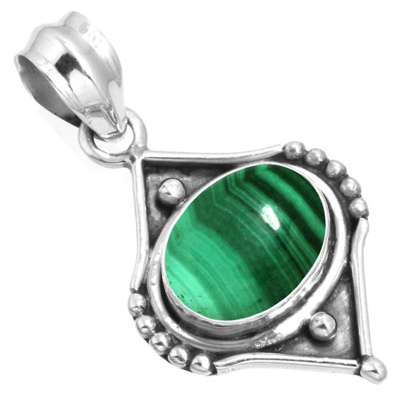 925 Sterling Silver Women Jewelry Natural Malachite Pendant