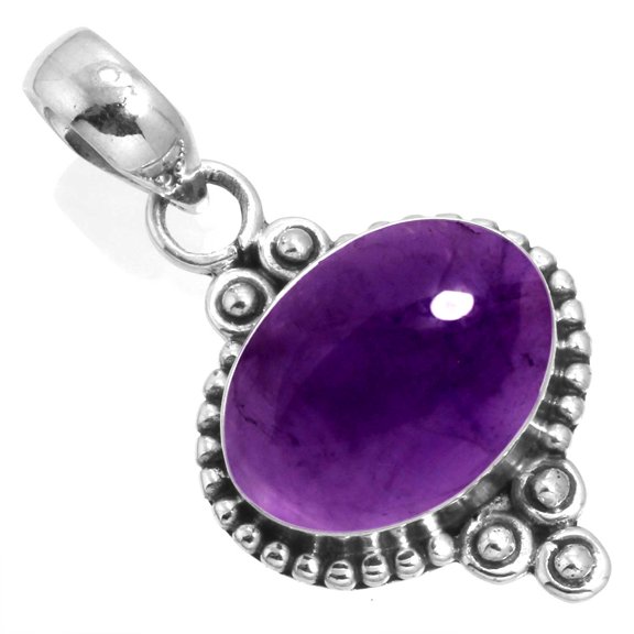 Natural Amethyst Pendant 925 Sterling Silver Handmade Jewelry