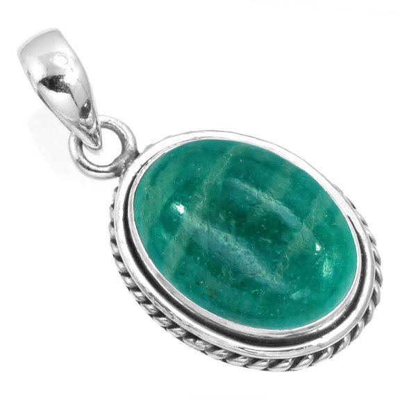 925 Sterling Silver Pendant Natural Amazonite Handmade Jewelry